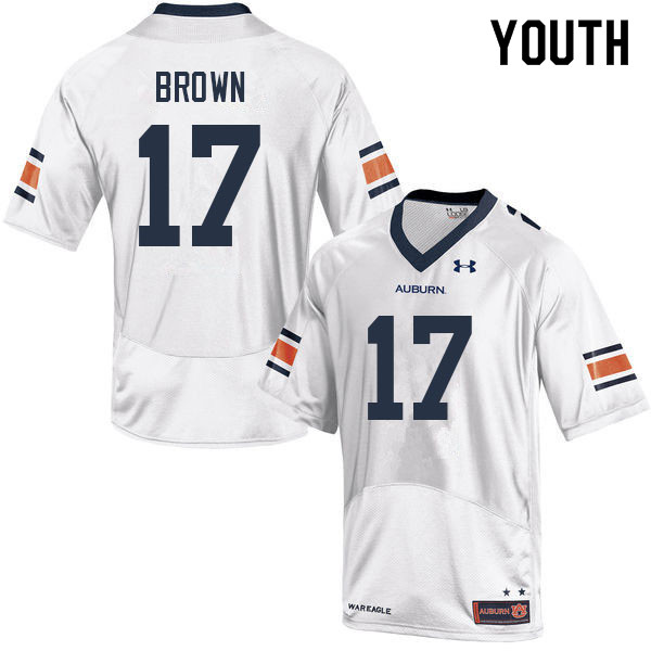 Auburn Tigers Youth Camden Brown #17 White Under Armour Stitched College 2022 NCAA Authentic Football Jersey BUB3574VF